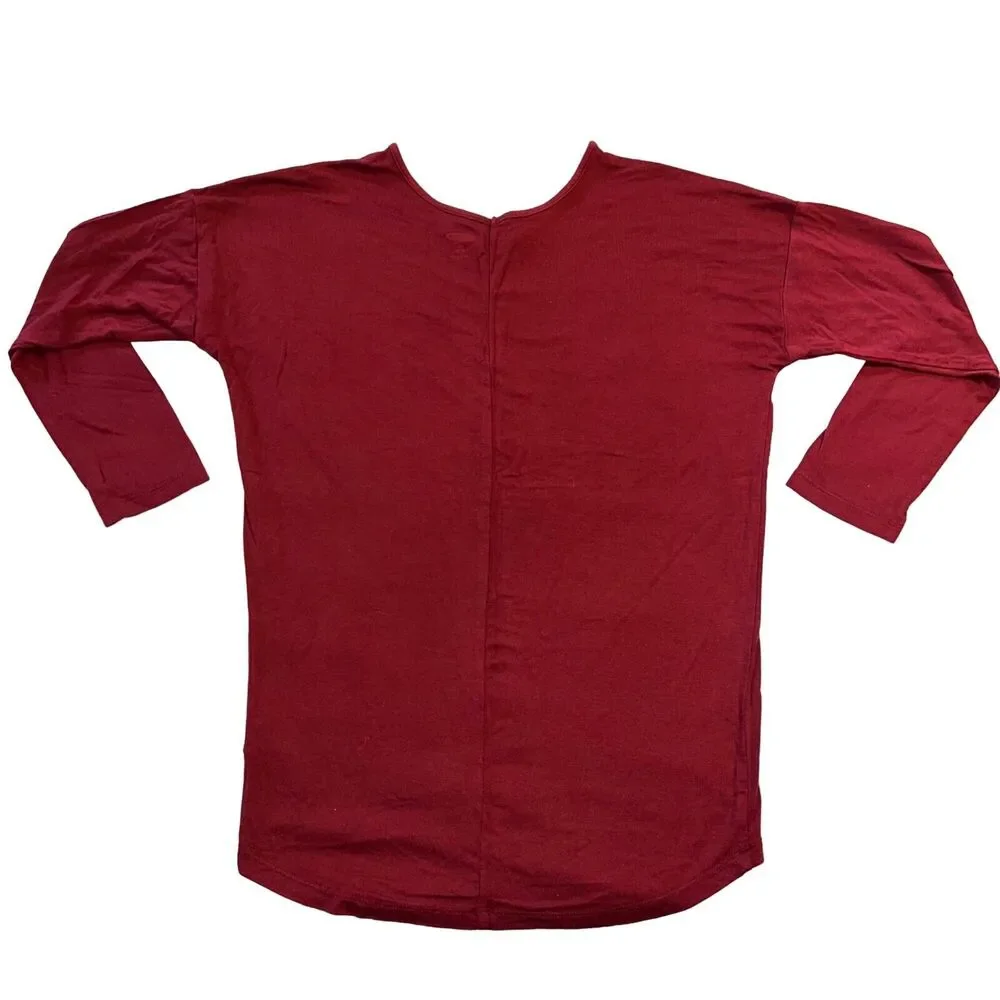 Old Navy Girls Luxe Shirt Top Pullover Dark Red Burgundy Stretch Soft Medium 8